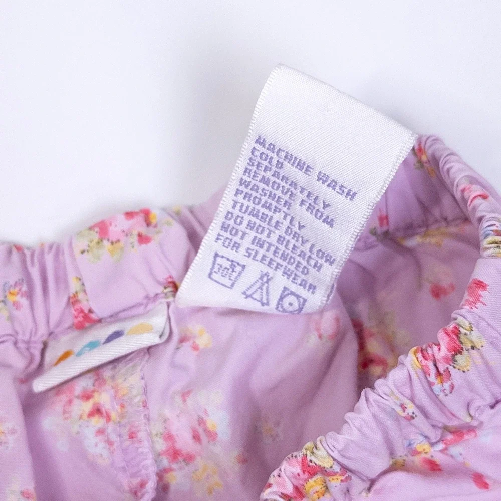 Vintage 90s Gymboree Floral Pants Baby 12-18M Purple Rose Print‎ Cotton Poplin
